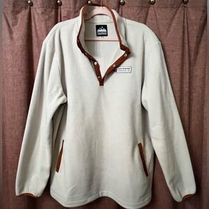 Cream Fleece Pullover with rust Accents